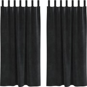 vidaXL Perdele opace 2 pcs Negru 140 x 175 cm Catifea