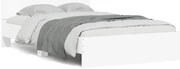 vidaXL Cadru de pat cu tăblie și LED, alb, 140x190 cm