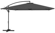 Outsunny Umbrelă Laterală cu Acoperiș Reglabil, Bază în Cruce, Orificii de Ventilație și Manivelă, 355x390x250 cm, Gri | Aosom Romania