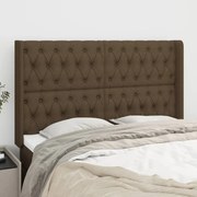 vidaXL Tăblie de pat cu aripioare maro închis 163x16x118/128 cm textil