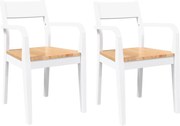 vidaXL Scaune de sufragerie 2 buc Cauciuc din lemn masiv alb
