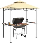 Outsunny Grillpavillon cu LED 240 x 150 x 258 cm rezistent la apă, ignifug, Pavilion de grădină cu acoperiș dublu | Aosom Romania