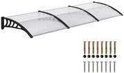 Outsunny Acoperiș din Policarbonat și Aluminiu pentru Balcoane, Ferestre și Uși, Pensilină Exterioară cu Suport din PP, 303x96x27 cm, Transparent