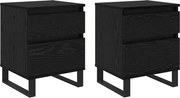 vidaXL Dulap de noapte cu sertar 2 pcs Stejar Negru 40 x 35 x 50 cm