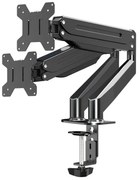 Suport monitor Esperanza ERW020, 17"-27", Pentru 2 monitoare, Mecanism cu arc, VESA 75/100 mm, Pana la 6 kg per brat, Negru