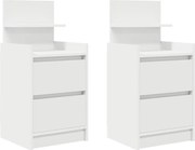 vidaXL Noptiere cu 2 sertare 2 buc Alb 38x34x80 cm