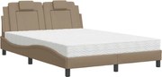 vidaXL Pat, Viana, cu saltea, cappuccino, 140x190cm piele ecologică