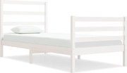 vidaXL Cadru de pat single, alb, 90x190 cm, lemn masiv de pin
