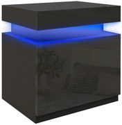 HOMCOM Masă de noapte neagră cu lumină LED, Front lucios cu 2 sertare, pentru Sufragerie, Dormitor | Aosom Romania