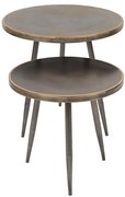 Set 2 masute laterale din metal, cu aspect vintage, Golden edge