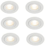 Set de 6 spoturi incastrate rotunde albe GU10 50mm IP44 - Xena