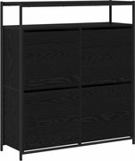 vidaXL Dulap pentru pantofi cu raft Stejar Negru 100 x 34 x 112 cm