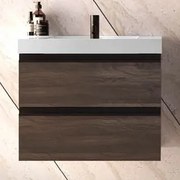 Set mobilier baie (masca suspendata cu 2 sertare si lavoar) Kolpa San Harmony 100x48xH61, stejar inchis