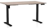 Masa inaltime reglabila OfficeTech B, 120 x 80 cm, bază neagră, stejar