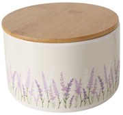 Recipient ceramic LAVANDER cu capac din bambus, Ø 16 cm