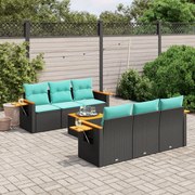 vidaXL Set canapele de grădină cu perne, 7 piese, negru, poliratan