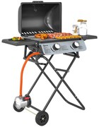 Outsunny Barbecue pe Gaz 2 Arzătoare, 2 Rafturi, Capac și Termometru Negru | Aosom Romania
