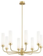 Candelabru 8 brate, alama periata, sticla alb mat PRESTON 5081