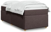 vidaXL Pat box spring cu saltea, maro închis, 90x200 cm, textil