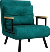 HOMCOM Canapea Extensibilă cu Spătar Reglabil pe 5 Nivele, Canapea Pat Individuală Pliabilă cu Perne, 63x73x81 cm, Verde | Aosom Romania