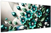 Tablou - Flori turcoaz 3D (120x50 cm)