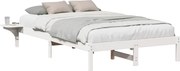 vidaXL Cadru de pat Alb 135 x 190 cm Lemn de pin masiv