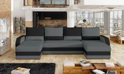 Canapea modulara, extensibila, cu spatiu pentru depozitare, 307x85x146 cm, Marion, Eltap (Culoare: Rosu / Negru)