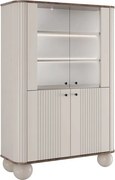 Vitrină cu patru uși Vesper 103 cm - cașmir / nuc / mânere negre / picioare rotunde