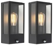 Set de 2 aplice de perete exterioare negre cu senzor de mișcare - Rotterdam