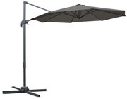 Outsunny Umbrel de Gradină cu Manivelă cu Înclinare Reglabilă, Umbrelă cu Braț și Stinghii, Ø2.95x2.5 m, Gri | Aosom Romania