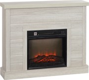 HOMCOM Șemineu Electric cu Flacără 3D, Oprire Automată, Încălzire Reglabilă și Temporizator, 96,5x22x81,7 cm, Gri Deschi | Aosom Romania