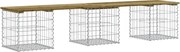 vidaXL Bancă grădină, design gabion, 203x44x42 cm, lemn pin impregnat