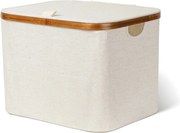 Cutie de depozitare crem din material textil cu capac 40,5x33x30 cm Bamboo/Linen – Bigso