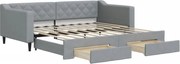 vidaXL Pat de zi cu extensie și sertare, gri deschis, 90x190cm, textil