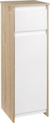 kleankin Dulap de Baie, Comodă cu 2 Niveluri și 1 Sertar din MDF, 32.6x30x90 cm, Lemn natural+Alb | Aosom Romania
