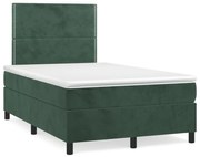 vidaXL Pat box spring cu saltea, verde închis, 120x190 cm, catifea