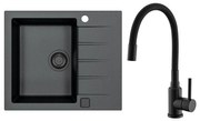 ALVEUS SETA23230 - Chiuvetă de bucătărie CADIT + baterie pentru chiuvetă MINTAS, 34 cm, granit/negru