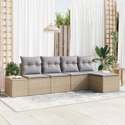 vidaXL Set de canapele pentru grădină 5 pcs Bej Rattan poli