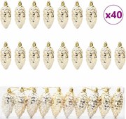 vidaXL Minge din con de brad de Crăciun 40 pcs Auriu Plastic