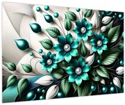 Tablou - Flori turcoaz 3D (90x60 cm)