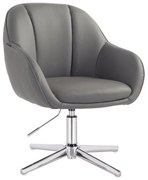 HR2055CROSS Scaun Gri din Piele Ecologica cu Bază Cromata