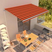 vidaXL Copertină retractabilă manual, portocaliu &amp; maro, 450 x 300 cm