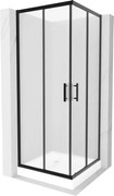 Mexen Rio cabină de duș pătrată 70 x 70 cm, înghețat, negru + cadă de duș Rio, alb - 860-070-070-70-30-4510