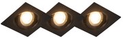 Set de 3 spoturi îngropate negre inclusiv LED cu dimmer în 3 trepte - Miu