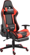 vidaXL Scaun jocuri pivotant cu suport de picioare, roșu, PVC