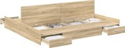 vidaXL Cadru de pat cu depozitare cu sertar Stejar Sonoma 200 x 200 cm