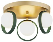 Plafoniera cu 3 spoturi design modern Saturnia auriu, verde