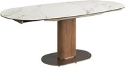 Masa extensibila din lemn si marmura portelanata Barrel 140-200x100cm