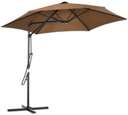 Outsunny Umbrelă Consolă 295cm pentru Terasă, Design Descentrat cu Bază Transversală, Comutator cu Cheie, Maro | Aosom Romania