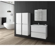 Set dulap baza suspendat alb si lavoar alb Drop Luxus 70 cm